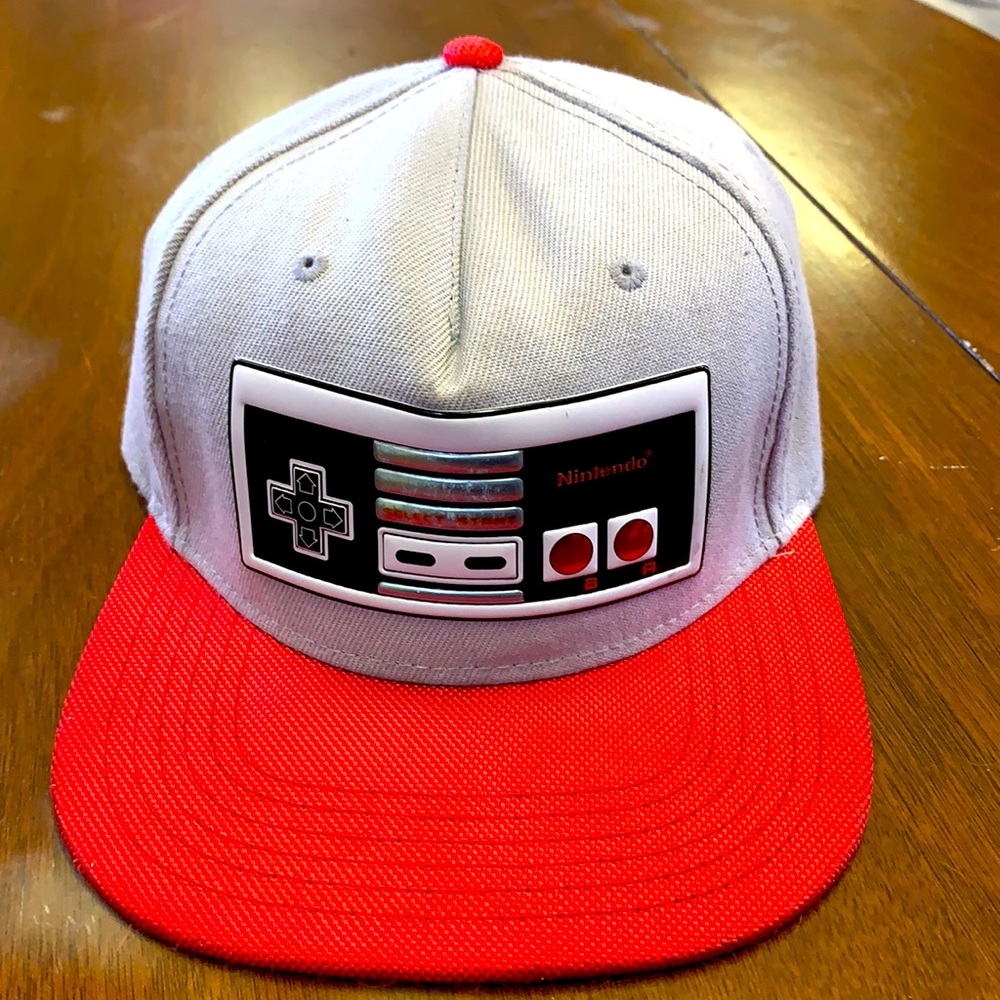 Nintendo NES controller baseball hat gray and red snapback one size fits all